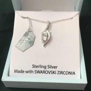 new Swarovski cz necklace in box two stones